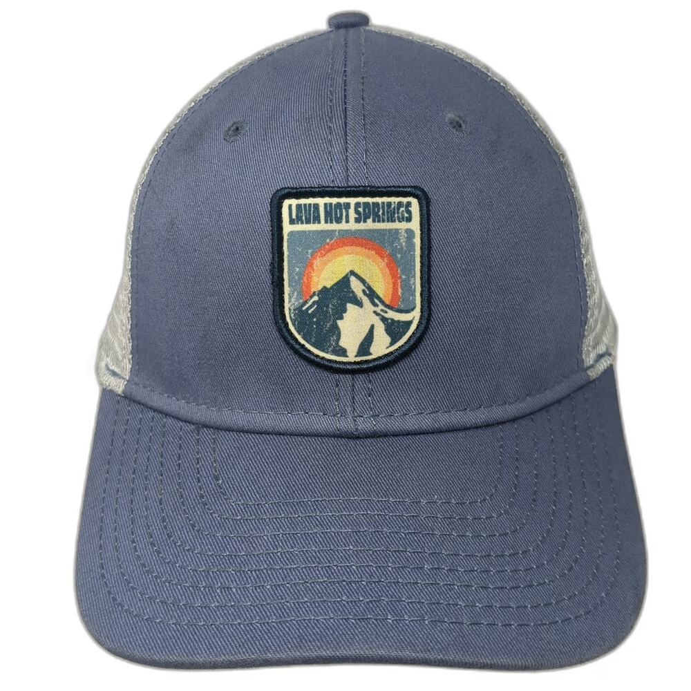 Duckco Trucker Hat Blue One Size Lava Hot Springs Mountain Patch Mesh Snapback